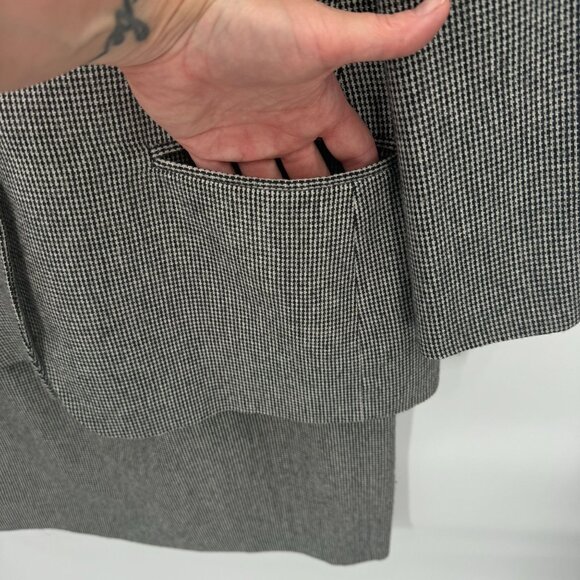 Vintage Evan Picone Houndstooth Skirt Suit Set Black Velvet Collar Womens 10 USA - Picture 4 of 14